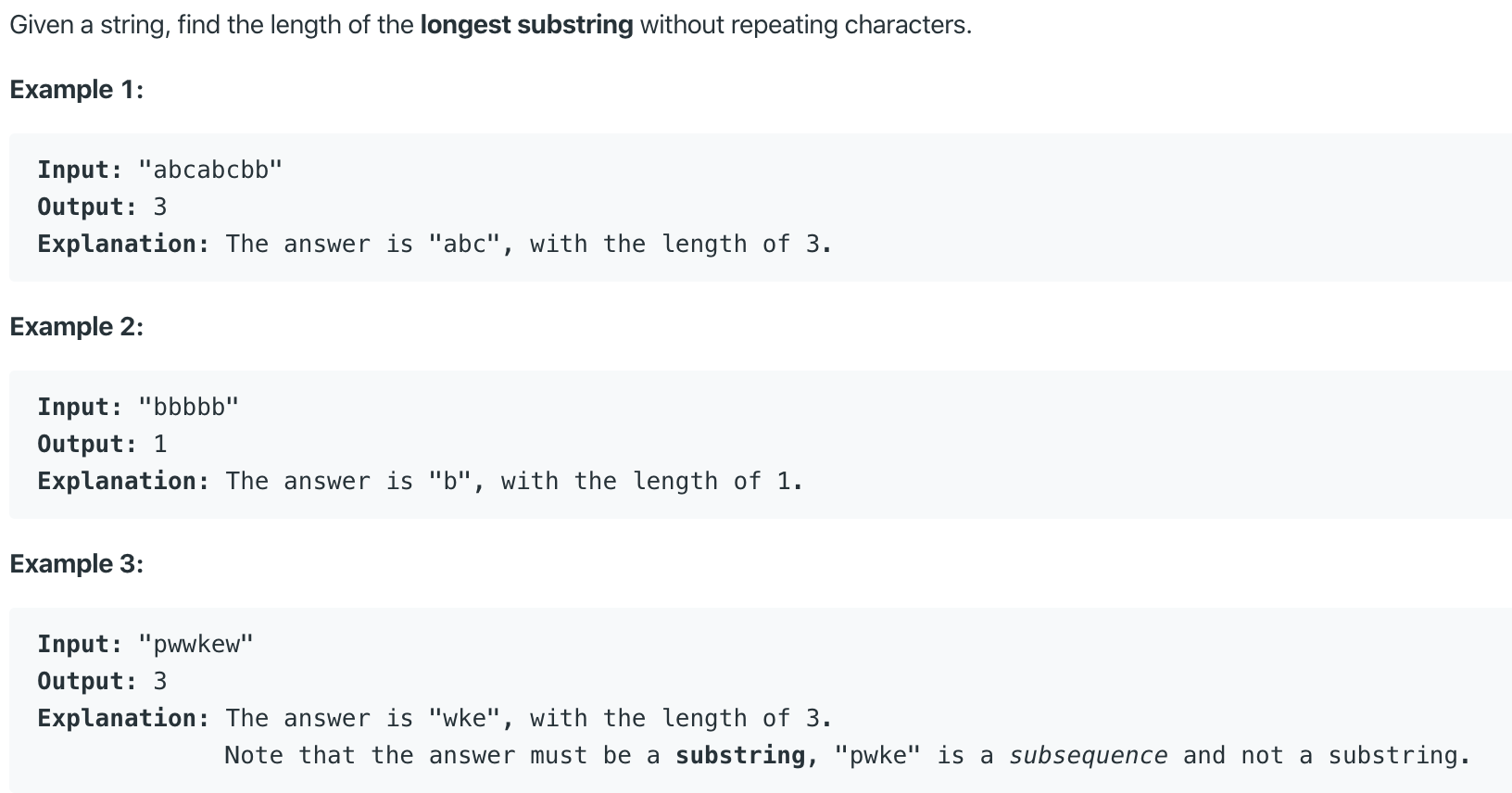 https://leetcode.com/problems/longest-substring-without-repeating-characters