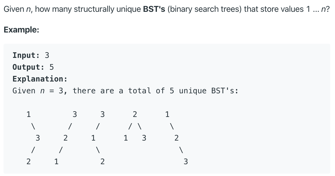 https://leetcode.com/problems/unique-binary-search-trees